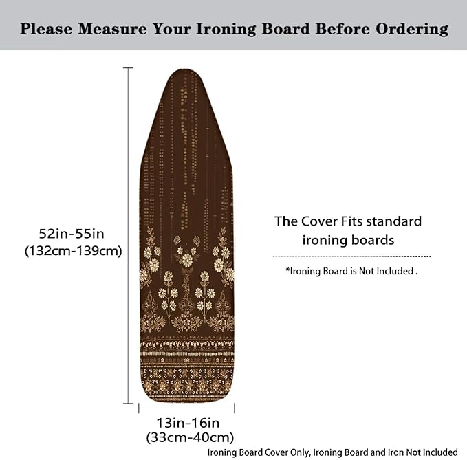 Grey Flower Print Ironing Board Cover and Pad Full Size Iron Board Cover Home - Image 5