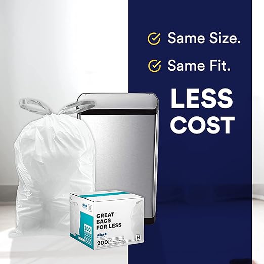 Plasticplace Custom Fit Trash Bags Compatible w Simplehuman Code H Drawstring - Image 6