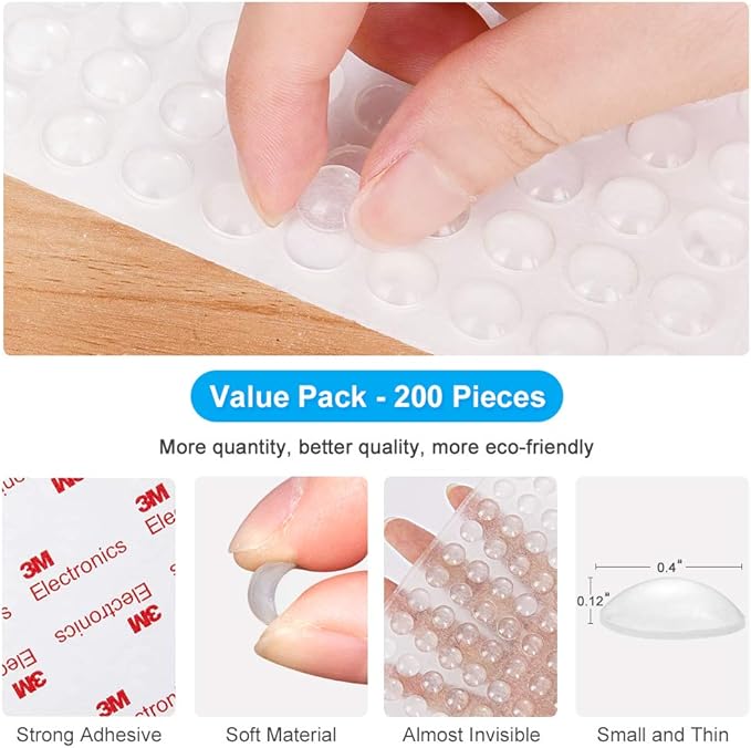 200PCS Cabinet Bumpers Clear Rubber Bumpers Self Adhesive, Soft Close Cabinet - Image 3