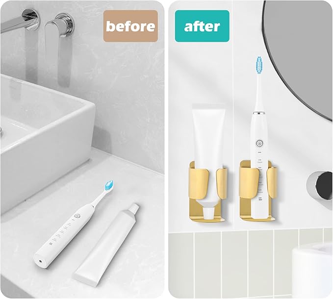 Electric Toothbrush Holder, 304 Stainless Steel Wall Mounted Self Adhesive - Image 4