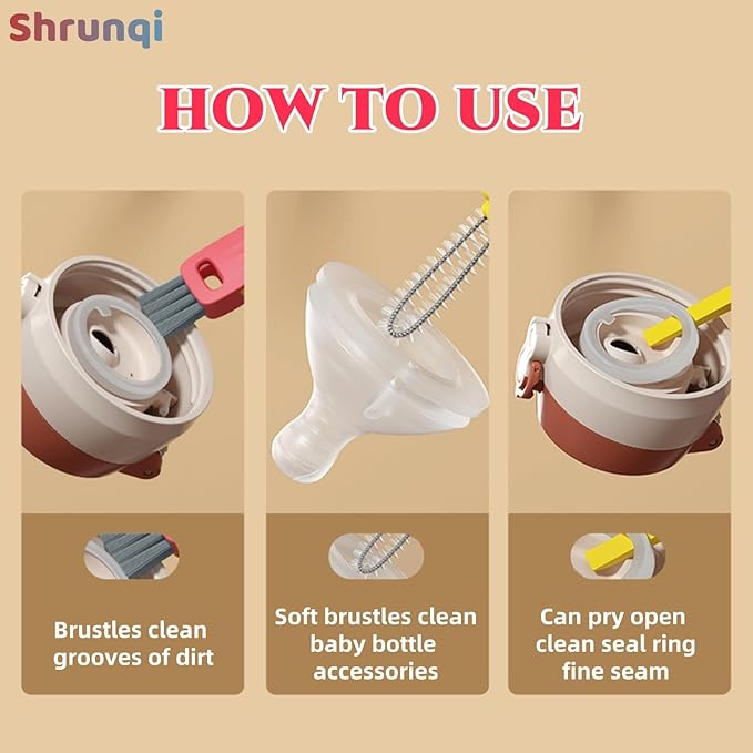 3 in 1 Cup Lid Cleaning Brush, 3 in 1 Multifunctional Cleaning Brush Portable - Image 2