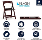 Flash Furniture Hercules Series Folding Chair - Red Mahogany Resin – 2 Pack 800LB Weight Capacity Comfortable Event Chair - Light Weight Folding Chair - Image 3