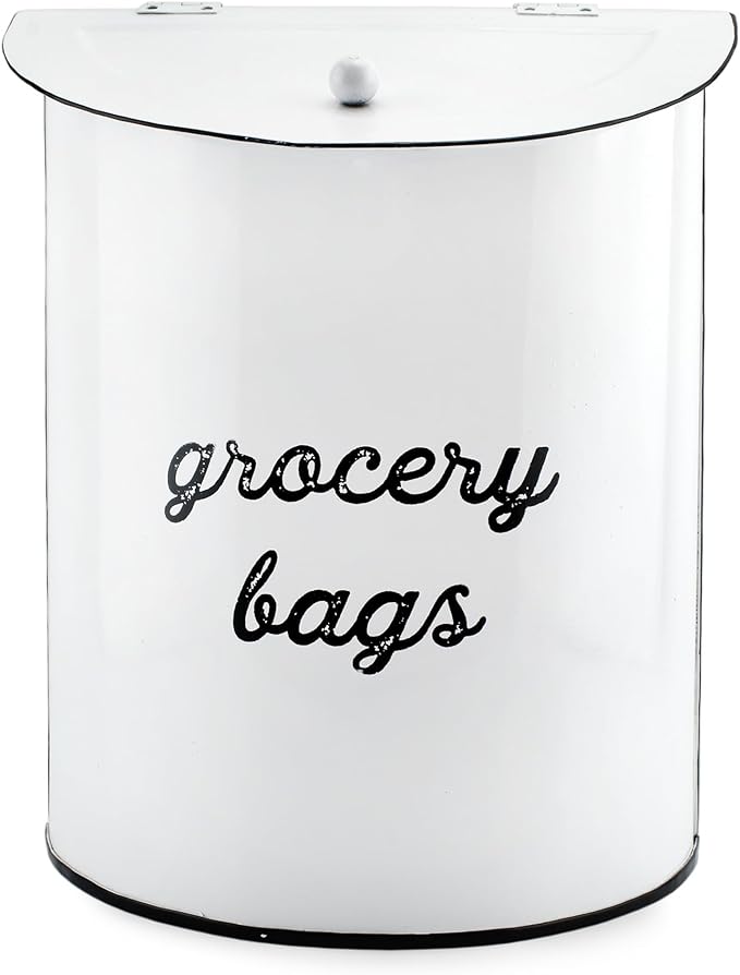 AuldHome Design Rustic Grocery Bag Holder; Wall-Mounted Vintage Enamelware by AuldHomeDesign