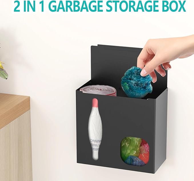 2 in 1 Grocery Bag Holder & Trash Bag Holder Dispenser, Kitchen Grocery Storage - Image 3