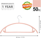 MIZGI Premium Velvet Hangers 50 Pack Heavyduty- Non Slip No Shoulder Bump Suit - Image 2