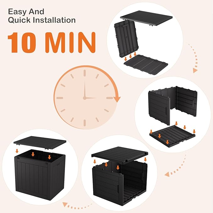 Sweetcrispy Deck Box with 31 Gallon Capacity, Weatherproof Resin Lockable Outdoor Storage for Secure Package Deliveries and Indoor Storage in Garden or Patio, Backyard - Image 8