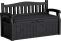 Greesum 80 Gallon Heavy-Duty Outdoor Storage Bench with Cushion, UV-Resistant Resin Bench with Armrest, Deck Box for Garden, Poolside, Patio, Black by BuynowfromGreesum