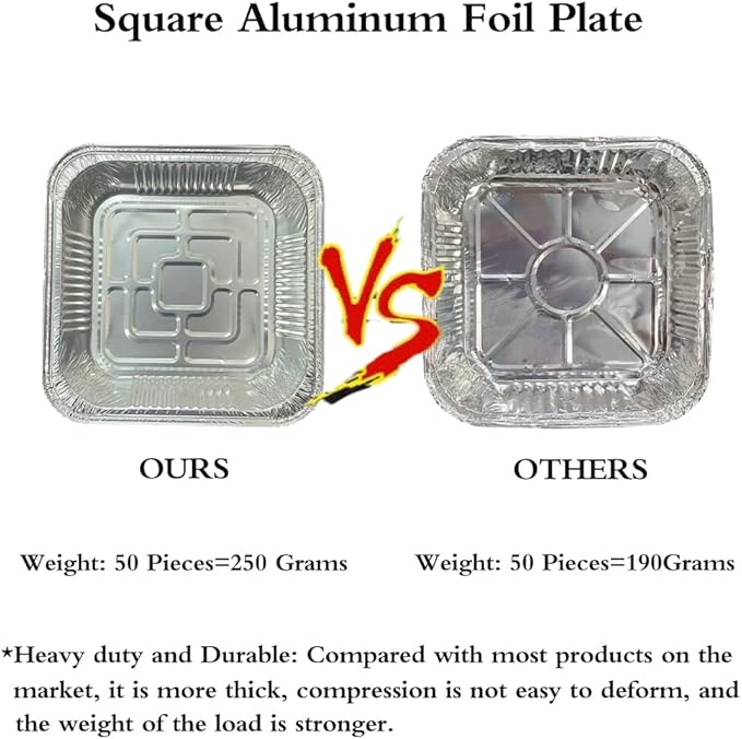 Non-Stick Disposable Air Fryer Aluminum Foil Liners Square 50PCS, Oil-Proof - Image 4