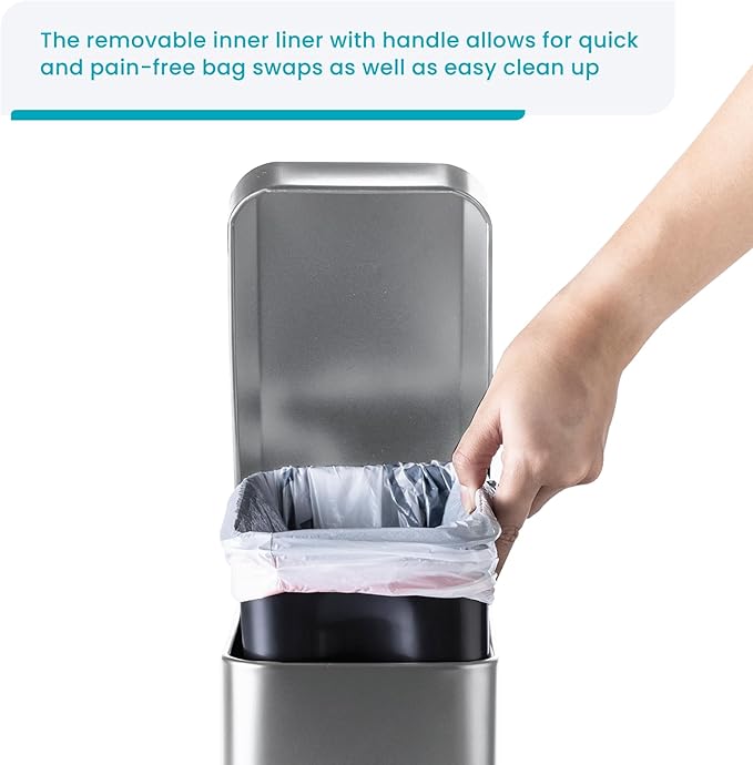 Home Zone Living 2-Pack 1.3 Gallon Small Bathroom Trash Can - Image 3