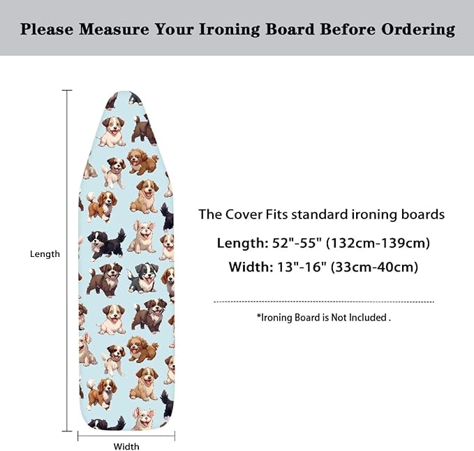Sprowallow Cute Dogs Ironing Board Cover and Pad 15x54 Inch Thick Padding - Image 6