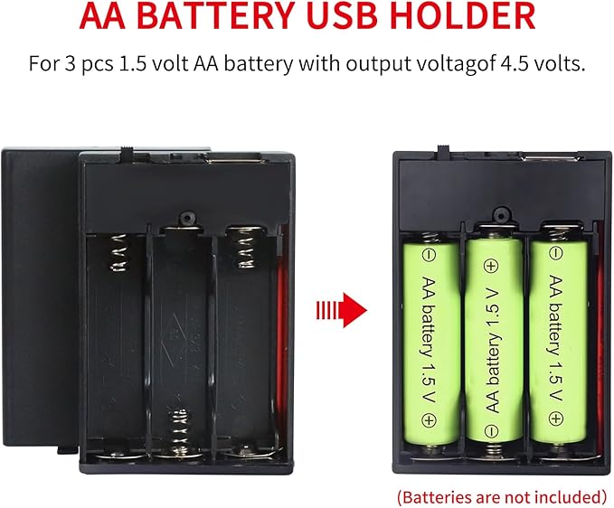 3 AA Battery Holder, 3 Pack Portable USB Battery Pack，4.5-5V USB Battery Pack - Image 4