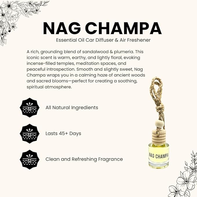 Nag Champa Car Air Freshener – Hanging Essential Oil Diffuser - Image 4