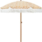 AMMSUN 7ft Patio Umbrella with Fringe Outdoor Tassel Umbrella UPF50+ Premium Steel Pole and Ribs Push Button Tilt, Retro Bohemian by AMMSUN