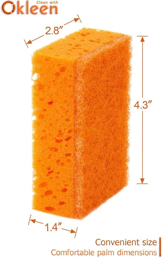 Orange Multi Use Scrub Sponge. Made in Europe. 18 Pack, 4.3x2.8x1.4 inches. - Image 5