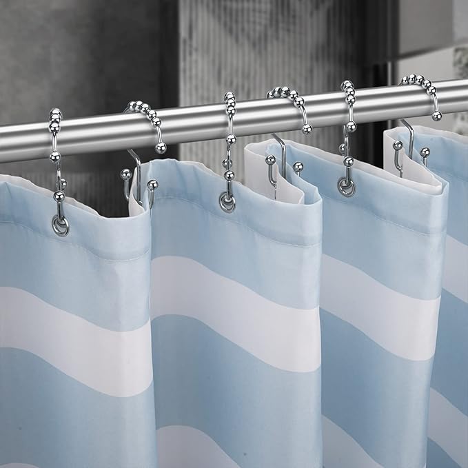 Titanker Shower Curtain Hooks Rings, Rust-Resistant Metal Double Glide Shower - Image 7