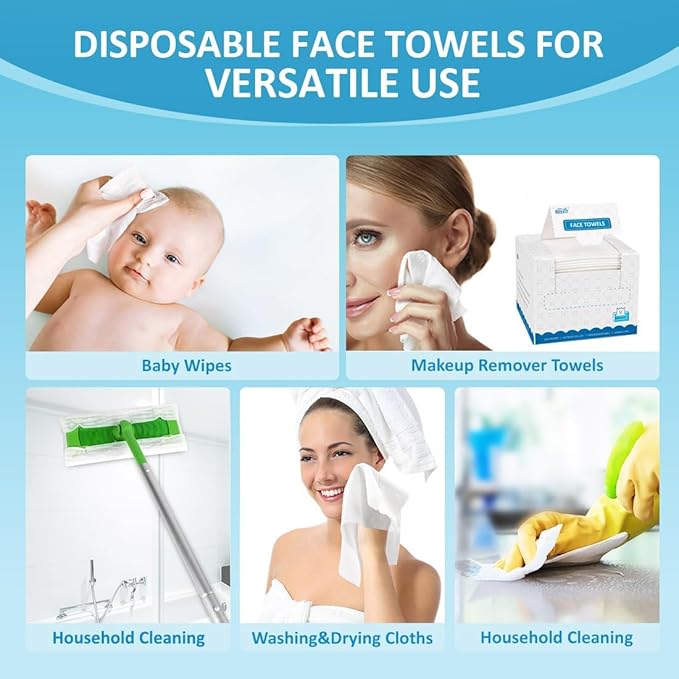 HOMEXCEL Face Towels, Biodegradable Makeup Remover Dry Wipes, Super Soft Clean - Image 4