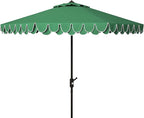 SAFAVIEH 9ft Outdoor Patio Umbrella, Round, Valance, Dark Green, Auto Crank Tilt, UV Resistant for Deck, Backyard, Poolside (PAT8006H) by SAFAVIEH