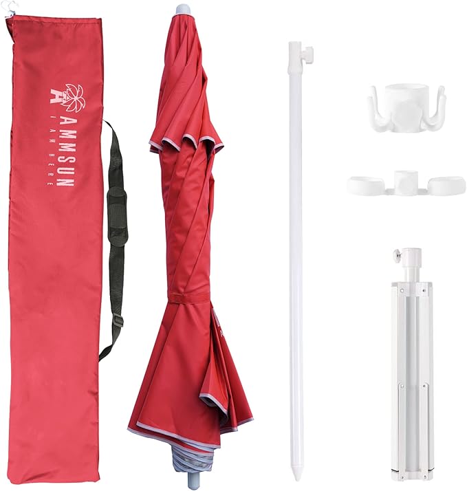 AMMSUN Shade Umbrella, Premium Portable Umbrella with Stand, 6.5ft Lightweight Free Standing Canopy for Sporting Games, Adjustable Instant Sun Protection and Easy to Carry, Pink - Image 7