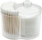 Makeup Pad Holder with Lid and Cotton Swab Storage, Durable PS Canister by AkoSlale