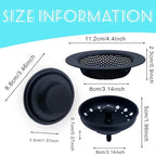 3 Pieces Kitchen Sink Stopper Strainer, 3 in 1 Kitchen Sink Basket Strainer - Image 2