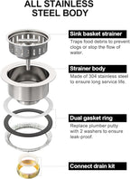 BOTEMY B9171 Kitchen Sink Drain 3 1/2 Inch Kitchen Sink Drain Strainer Assmebly - Image 5