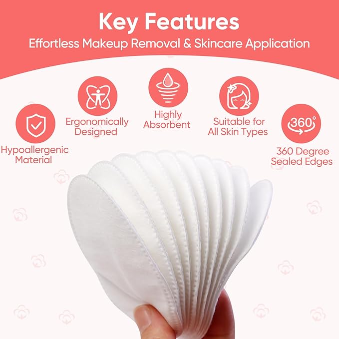 Large Oval Cotton Pads, Premium 3-Layer Dual Textured Design, Lint-Free and - Image 2