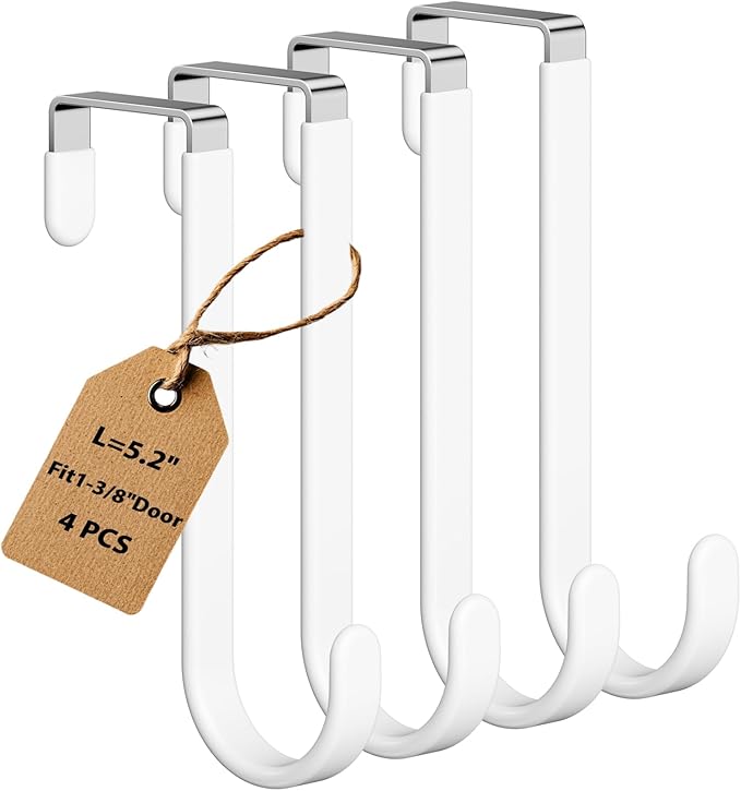 4 Pack Over The Door Hooks, Door Hanger Hook, Towel Hooks by Optish