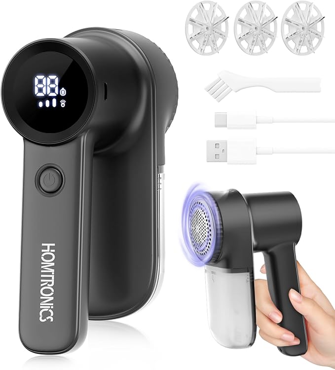 Rechargeable Fabric Shaver Lint Remover : 3-Speeds Sweater Shaver by Homtronics
