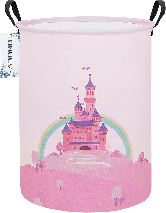 Laundry Hamper, Round Waterproof Storage Basket by ONOEV