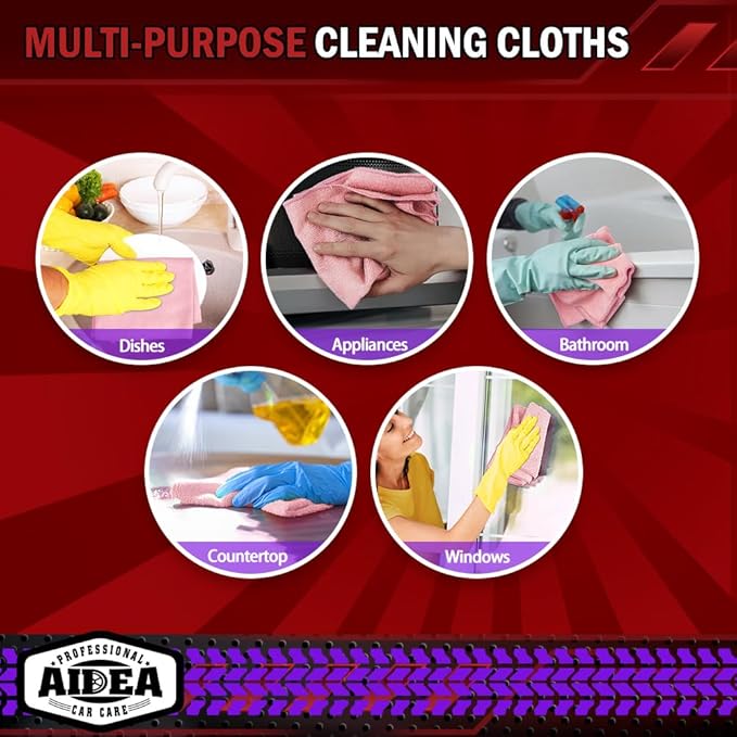AIDEA Microfiber Cleaning Cloth Pink 10PK, Microfiber Towels - Image 7
