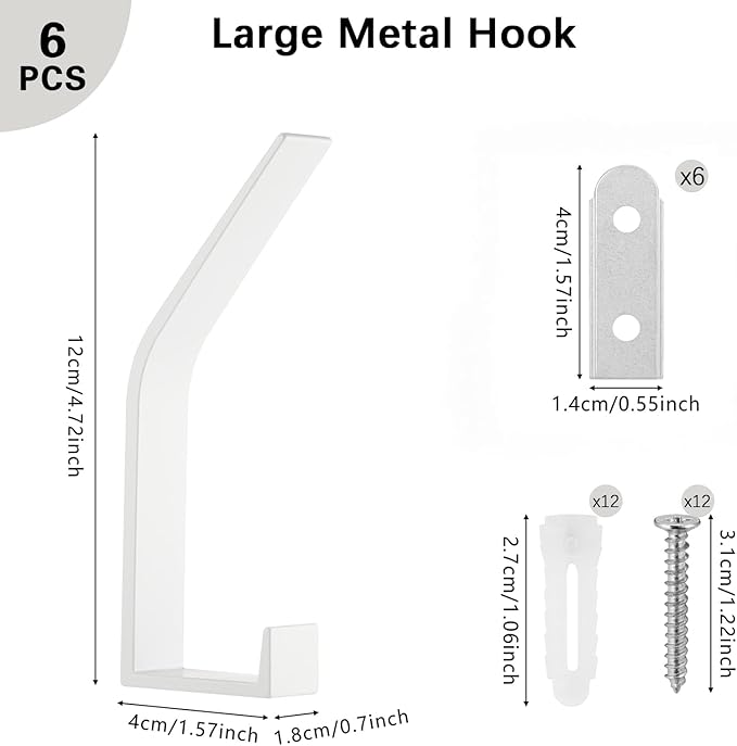 6 Pack Coat Hooks Wall Mount - Image 8