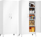 Yizosh Metal Garage Storage Cabinet with 2 Doors and 4 Adjustable Shelves - 71" Steel Lockable File Cabinet,Locking Tool Cabinets for Home,Office,Garage,Gym,School by Yizosh