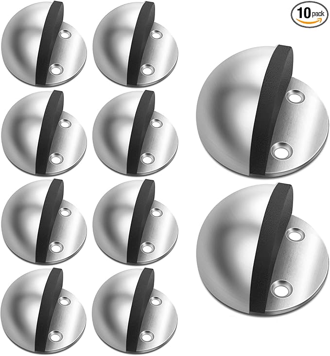 10 Pack Door Stoppers Self Adhesive Stainless Steel Floor Door Stop No Drill by Gudui