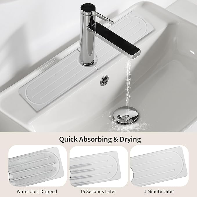 Stone Faucet Mat for Kitchen Sink, Diatomite Fast Drying Absorb Moisture Tray - Image 5