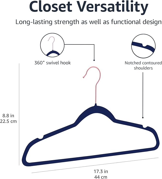 Amazon Basics Slim Velvet Non-Slip Space Saving Suit Clothes Hangers, Sturdy - Image 5