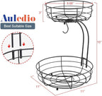 Auledio Iron 2-Tier Countertop Fruit Vegetables Basket Bowl Storage - Image 5