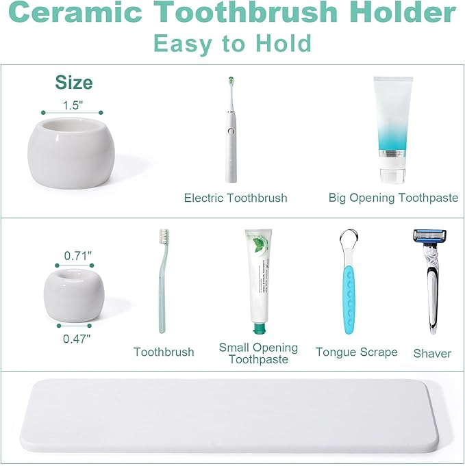 4 Pack Mini Ceramic Toothbrush Holder Stand - Image 2