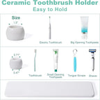 4 Pack Mini Ceramic Toothbrush Holder Stand - Image 2