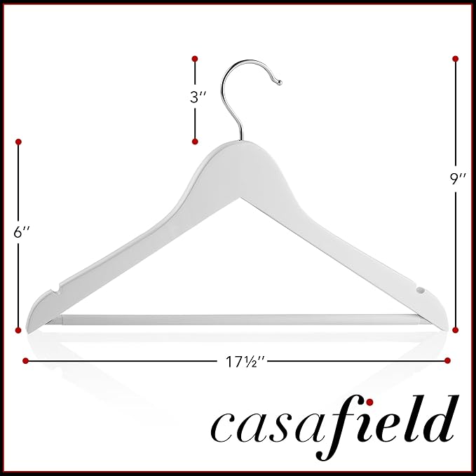 Casafield - 10 White Wooden Suit Hangers - Premium Lotus Wood - Image 5