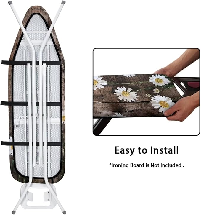 Brown Wood Ironing Board Cover 15x54 Inch Ironing Board Protector Daisy - Image 4