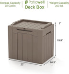 Patiowell 30 Gallon Resin Deck Box, Outdoor Storage Box for Patio Furniture, Deliveries, Pool Supplies,Waterproof and Lockable, Brown - Image 6