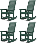 GREENVINES Outdoor Rocking Chairs | Set of 4 | Porch Rocker | HDPE Plastic | Forest | Oversized Rockers | High Back | Big & Tall | Ladder Back | for Patio Outside Backyard Balcony Garden by GreenVines