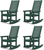 GREENVINES Outdoor Rocking Chairs | Set of 4 | Porch Rocker | HDPE Plastic | Forest | Oversized Rockers | High Back | Big & Tall | Ladder Back | for Patio Outside Backyard Balcony Garden by GreenVines