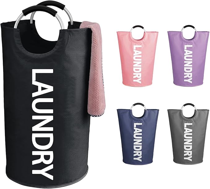 WOOHA 95L Large laundry baskets, Tall Clothes Baskets Folding Washing Bin by WOOHA
