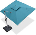 PURPLE LEAF 9' X 11' Patio Umbrella Outdoor Rectangle Umbrella Large Cantilever Umbrella Windproof Offset Heavy Duty Sun for Garden Deck Pool Patio, Turquoise Blue by PURPLELEAF