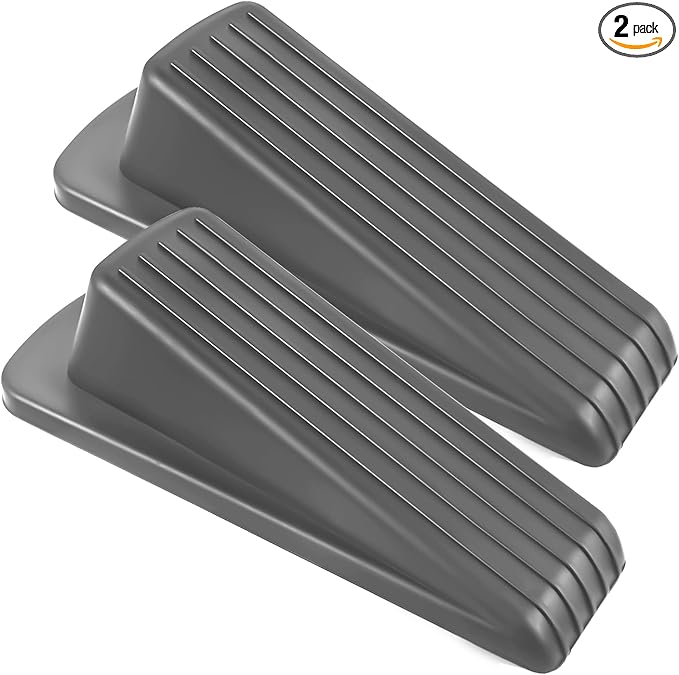 Door Stoppers for Bottom of Door on Floor, Premium Rubber Door Stopper Wedge by JZWBLILY