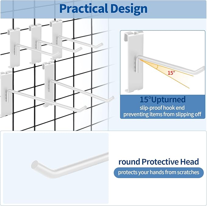 20Pcs Gridwall Hooks, Metal Grid Panel Hanging Peg Hooks, Grid Wall Accessory - Image 5