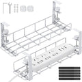 Under Desk Cable Management Tray, 31.5'' No Drill Heavy Duty Steel Cable Tray by REFLYING