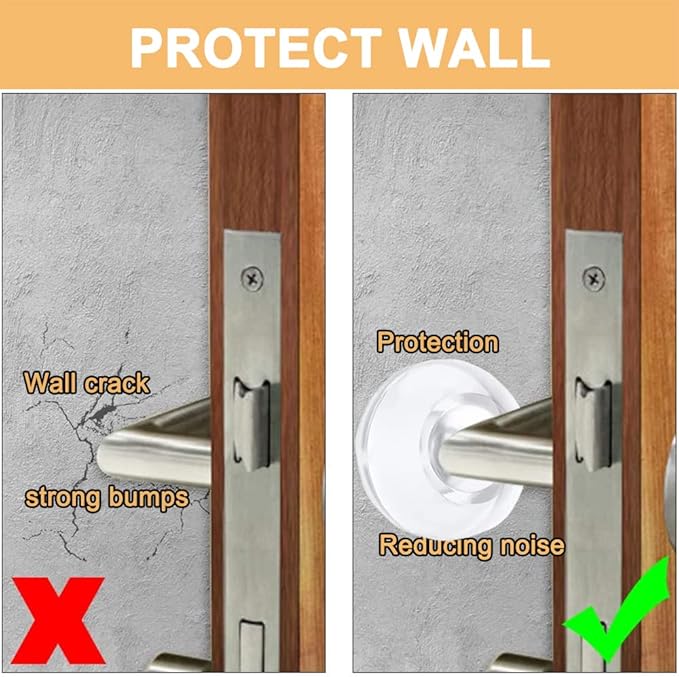 Door Stopper Wall Protector, Adhesive Bumper Protector, Reusable Rubber Door - Image 3