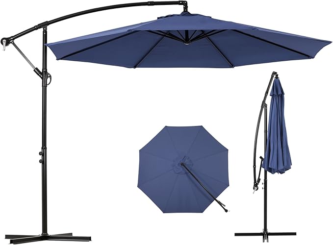 Backyard Expressions 10FT Cantilever Patio Umbrella – Outdoor Offset Hanging Umbrella with Smooth Crank, Tilt Adjustment & UV Protection – Heavy-Duty Steel Frame (Base Not Included) by BackyardExpressions